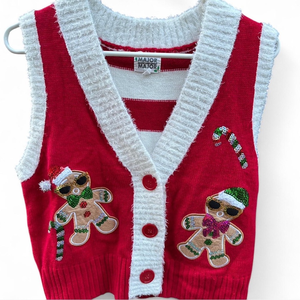 Women’s Red V-Neck Sweater Vest